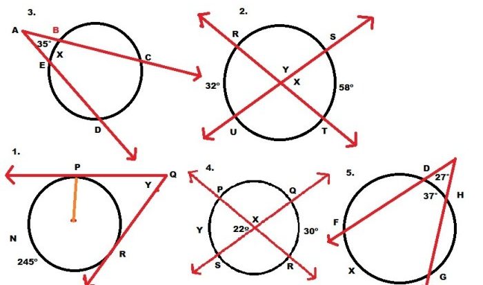 Secants tangents and angle measures worksheet answers