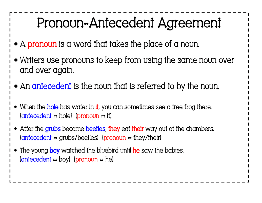 Agreement of pronouns and antecedents worksheet answers