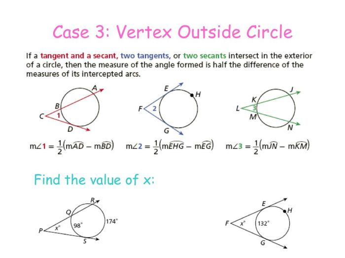 Secants tangents and angle measures worksheet answers